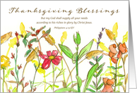 Thanksgiving Blessings Scripture Philippians Fall Flowers card