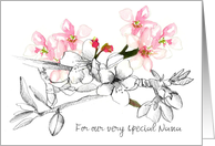 Happy Birthday Nana Almond Blossom Custom Name card