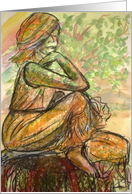 Charcoal and Pastel Drawing of Lady card