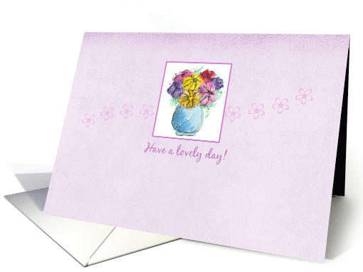 Have a Lovely Day Friend Flower Bouquet Watercolor Art card (180276)
