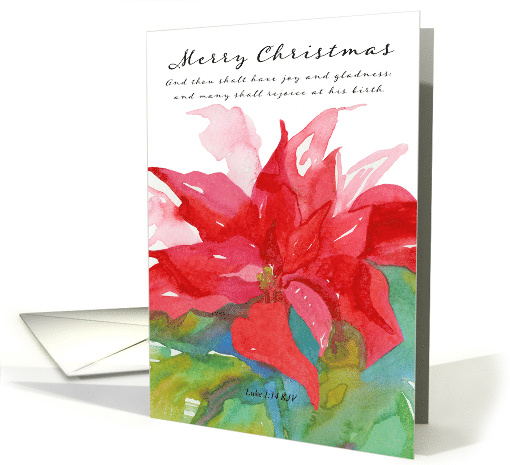 Merry Christmas Luke Bible Scripture Poinsettia Flower card (1805036)