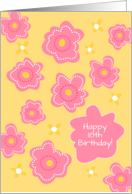 Happy 18th Birthday Pink Flowers Yellow card