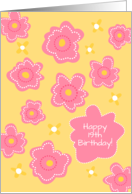 Happy 19th Birthday Pink Flowers Yellow card