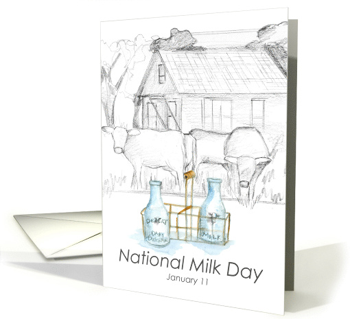National Milk Day January 11 Cows Barn Farm Animal card (1810634)