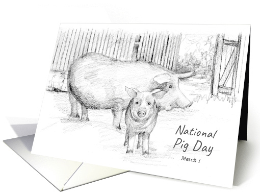 National Pig Day March 1 Barnyard Farm Animal card (1812708)