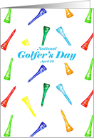 National Golfer’s Day April 10 Rainbow Color Golf Tees card