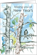 Missing You At New Year’s Hawk Winter Trees card