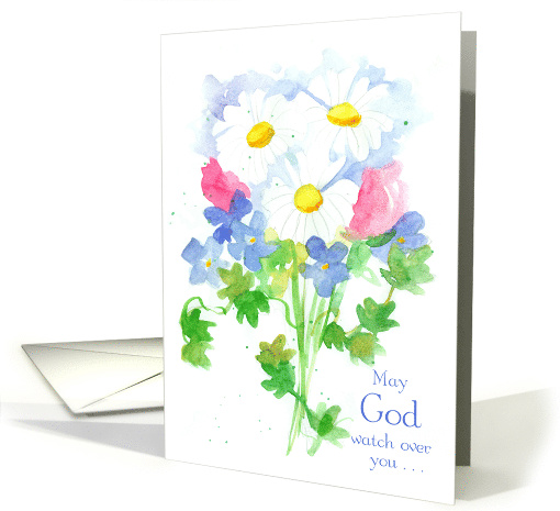 Friendship May God Watch Over You Daisy Spatter Spots card (1815428)