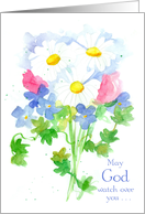 Friendship May God Watch Over You Daisy Spatter Spots card