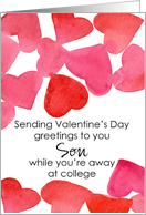 Happy Valentine’s Day Son Away At College Red Hearts card