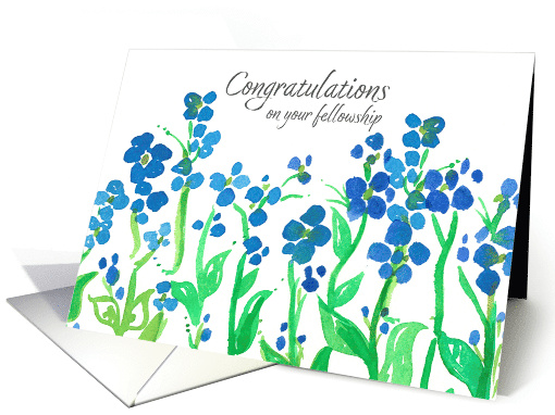 Congratulations Fellowship Blue Watercolor Flowers card (1823796)