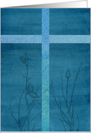 Ash Wednesday Cross Blue Watercolor Wash Plants card