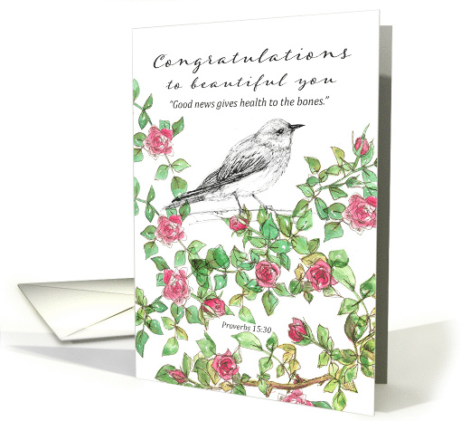 Cancer Free Congratulations Proverbs Scripture Pink Roses card