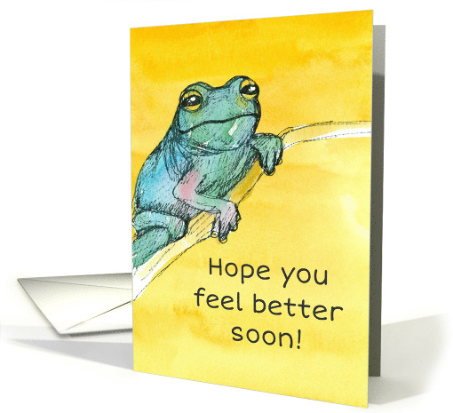Get Well Soon Frog Branch Yellow Watercolor card (1825594)