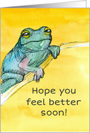 Get Well Soon Frog Branch Yellow Watercolor card