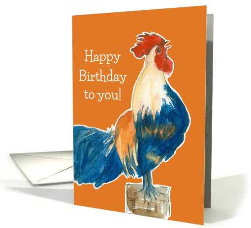 Happy Birthday To You Crowing Rooster Farm Animal card (1826644)