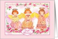 Angel Blessings Pink Roses Watercolor Flowers card