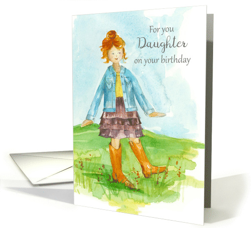 Happy Birthday Daughter Boots Ruffle Skirt card (1832134)
