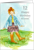 Happy 12th Birthday Young Girl Cowgirl Boots Custom Age card