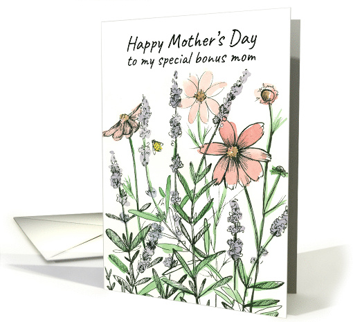 Happy Mother's Day Bonus Mom Honeybee Wildflowers card (1835116)