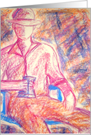 Pastel Drawing Of Man In A Hat card