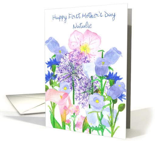 Happy First Mother's Day Flower Bouquet Custom Name card (1842348)