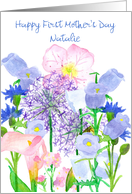 Happy First Mother’s Day Flower Bouquet Custom Name card