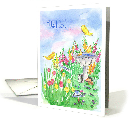 Thinking of You Hello Butterfly Tulip Flowers card (185248)