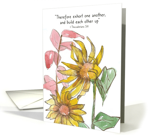Thank You Scripture Thessalonians Bible Verse Sunflowers card