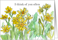 Thinking of You Often Yellow Wildflowers card