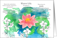July Birthday Flower Water Lily Larkspur Birth Month card