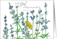 Cancer Survivor Scripture Matthew Honeybee Lavender card
