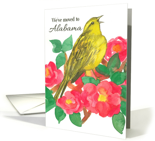 We've Moved To Alabama Announcement Camellia Flowers card (1860810)