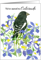 We’ve Moved To Colorado Announcement Bird Columbines card