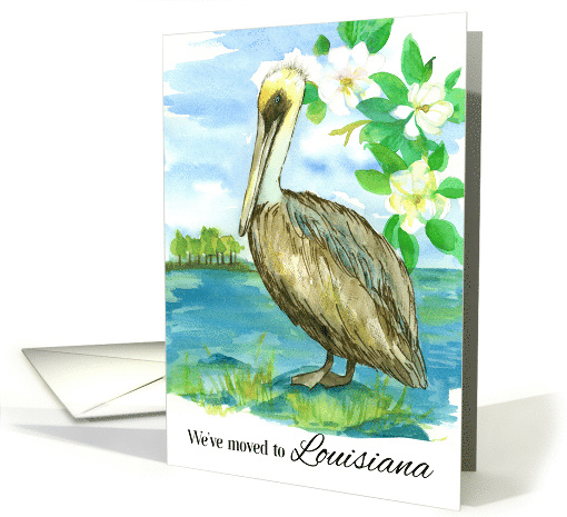 We've Moved To Louisiana Announcement Pelican Magnolia card (1862178)