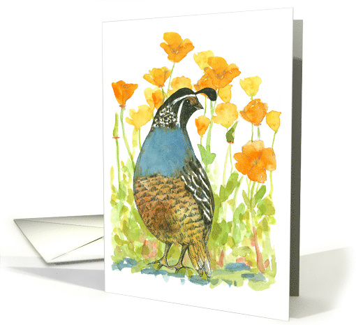 Happy Birthday California Quail Poppies Wildflowers card (1865360)