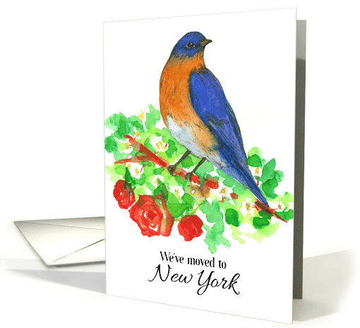 We've Moved To New York Bluebird Red Rose card (1865666)