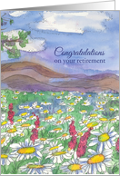 Retirement Congratulations Daisy Wildflower Field Watercolor card