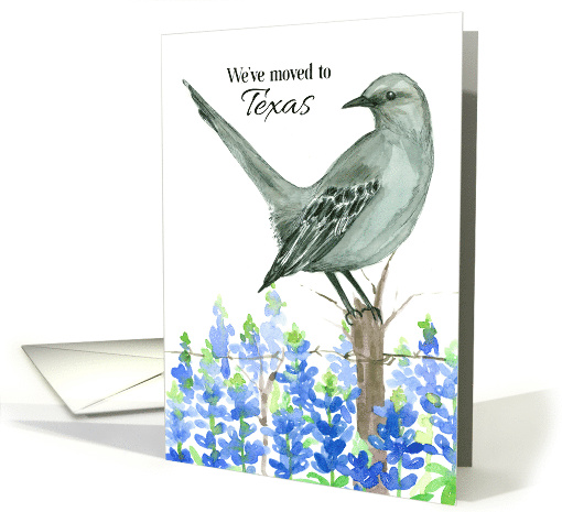 We've Moved To Texas Mockingbird Bluebonnet Flower card (1866974)