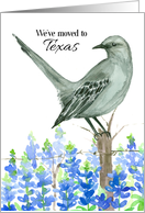 We’ve Moved To Texas Mockingbird Bluebonnet Flower card