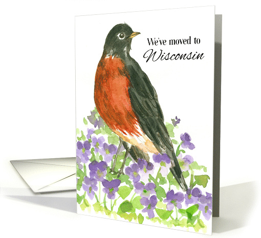 We've Moved To Wisconsin Robin Wood Violet Flower card (1868050)