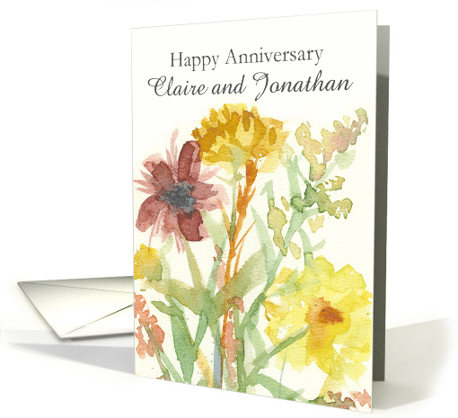 Happy Anniversary Fall Flowers Autumn Custom Name card (1869422)