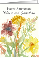 Happy Anniversary Fall Flowers Autumn Custom Name card