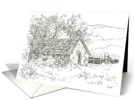 Nevada Ghost Town Pen and Ink Drawing Blank card (186947)