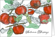 Autumn Blessings Apple Tree Watercolor Fruit Spatter card