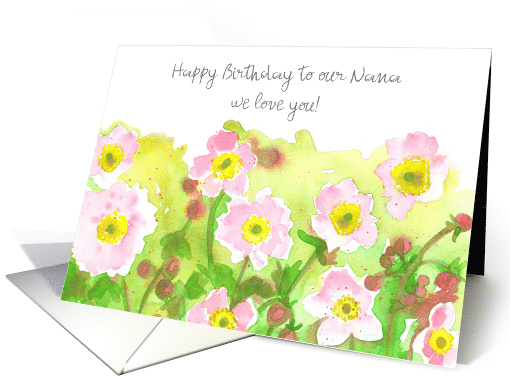 Happy Birthday Nana Flowers Custom Name Spatter Spots card (1871246)