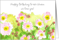 Happy Birthday Nana Flowers Custom Name Spatter Spots card