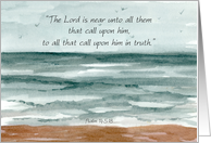 God Loves You Scripture Psalm 145 Ocean Watercolor card