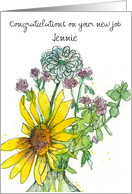 Congratulations New Job Sunflower Bouquet Spatter Custom card