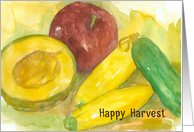 Happy Harvest Autumn Vegetables Apple Watercolor card